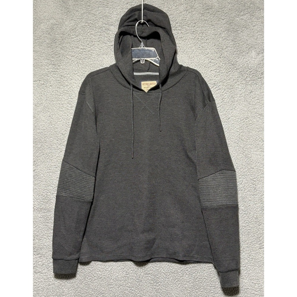 Hudson and Barrow‎ NY Mens Charcoal Heather Waffle Knit Casual Hoodie Size XL